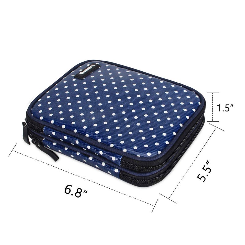 Damero Crochet Hook Case, Travel Storage Bag for Various Crochet Needles and Accessories, Lightweight and Compact, Easy to Carry, Medium, Blue Dots (No Accessories Included) - Image 5